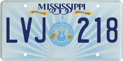 MS license plate LVJ218