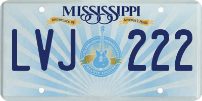 MS license plate LVJ222