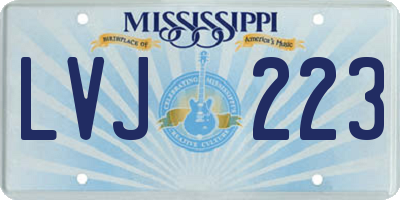 MS license plate LVJ223