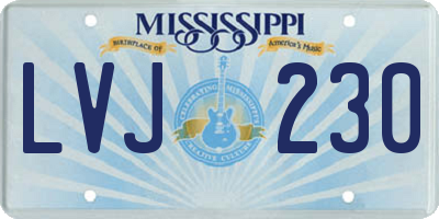 MS license plate LVJ230