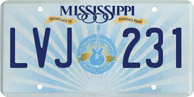 MS license plate LVJ231