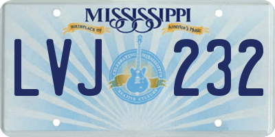 MS license plate LVJ232