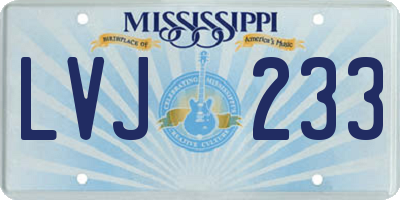 MS license plate LVJ233