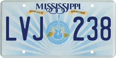 MS license plate LVJ238