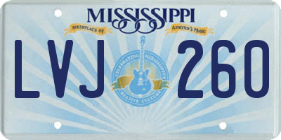 MS license plate LVJ260