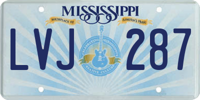 MS license plate LVJ287