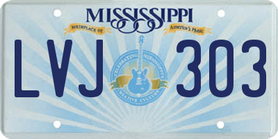 MS license plate LVJ303