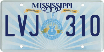 MS license plate LVJ310
