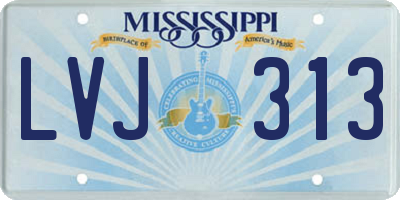 MS license plate LVJ313