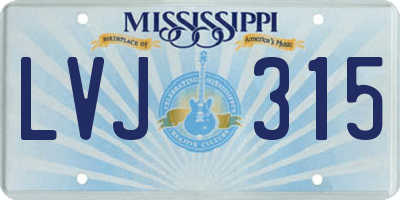 MS license plate LVJ315