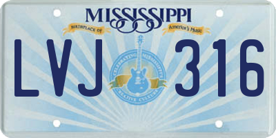 MS license plate LVJ316