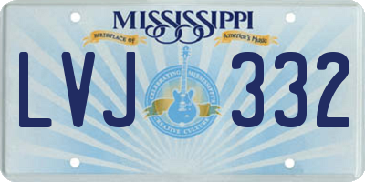 MS license plate LVJ332