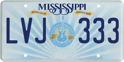 MS license plate LVJ333