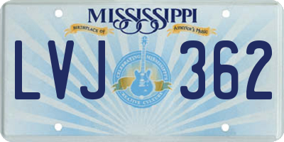 MS license plate LVJ362