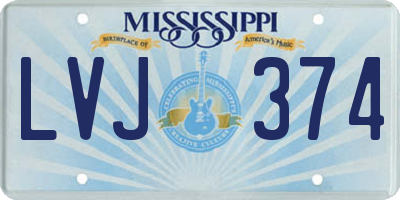 MS license plate LVJ374