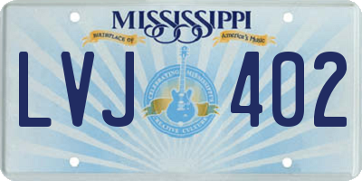 MS license plate LVJ402
