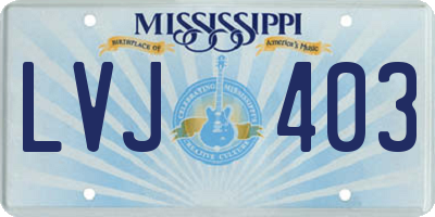 MS license plate LVJ403