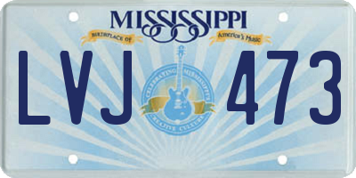 MS license plate LVJ473