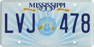 MS license plate LVJ478