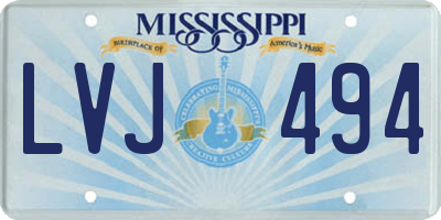 MS license plate LVJ494