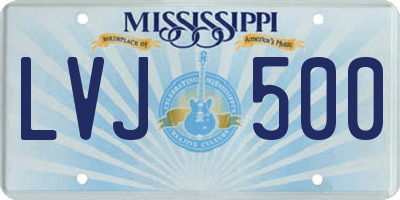 MS license plate LVJ500