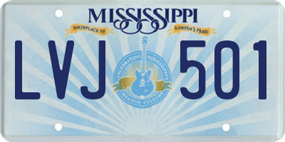 MS license plate LVJ501