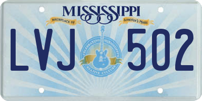 MS license plate LVJ502