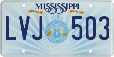 MS license plate LVJ503