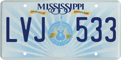 MS license plate LVJ533