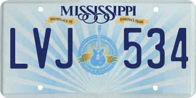 MS license plate LVJ534