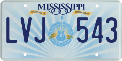 MS license plate LVJ543