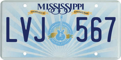 MS license plate LVJ567