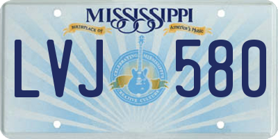 MS license plate LVJ580