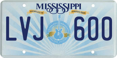 MS license plate LVJ600