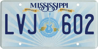 MS license plate LVJ602