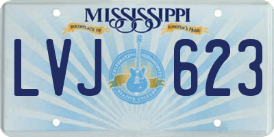 MS license plate LVJ623