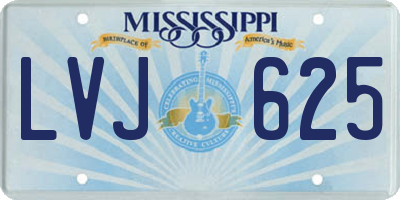 MS license plate LVJ625
