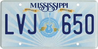 MS license plate LVJ650