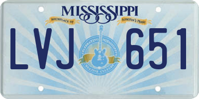 MS license plate LVJ651
