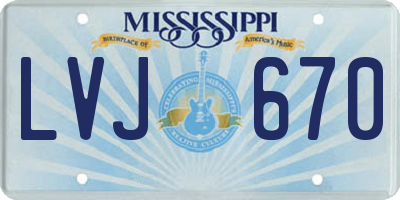 MS license plate LVJ670