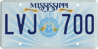 MS license plate LVJ700