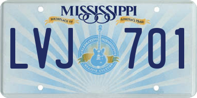 MS license plate LVJ701
