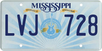 MS license plate LVJ728