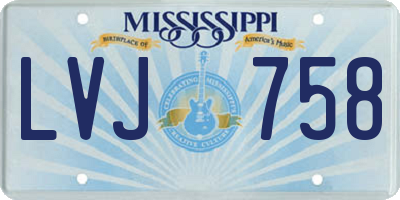 MS license plate LVJ758