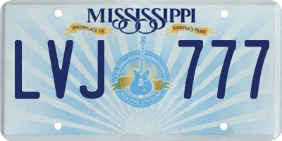 MS license plate LVJ777