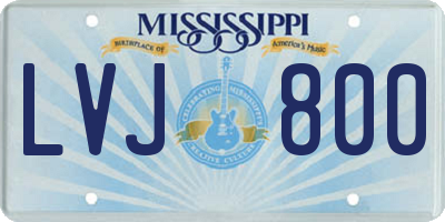 MS license plate LVJ800