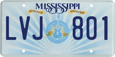 MS license plate LVJ801