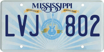 MS license plate LVJ802