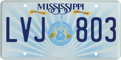 MS license plate LVJ803