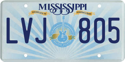 MS license plate LVJ805